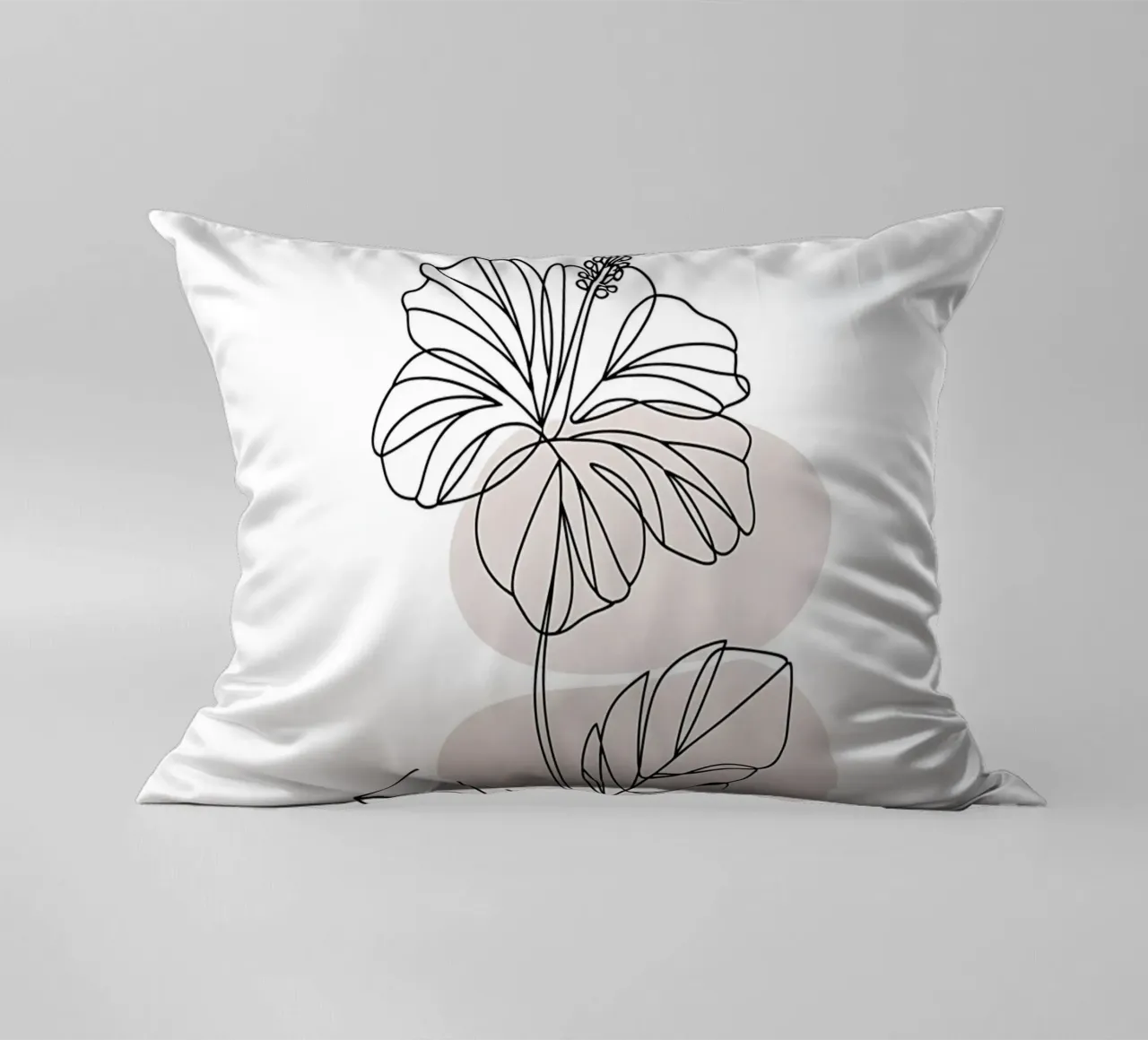 Ibisco minimalista in linea continua cuscino da Plain Thoughts