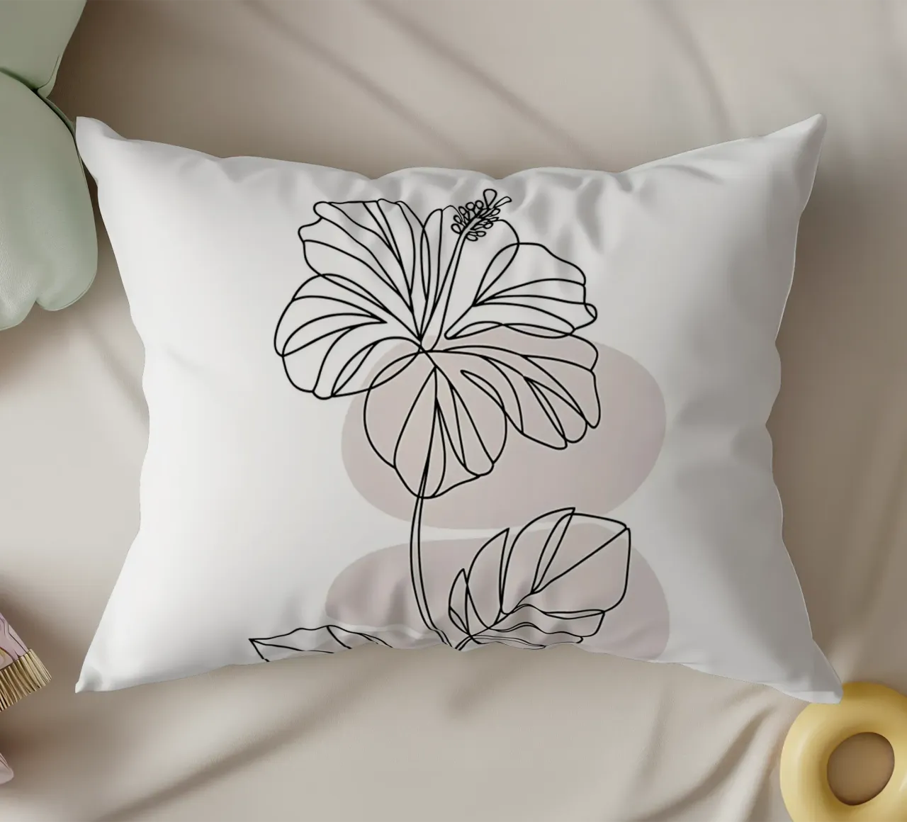 Ibisco minimalista in linea continua cuscino da Plain Thoughts