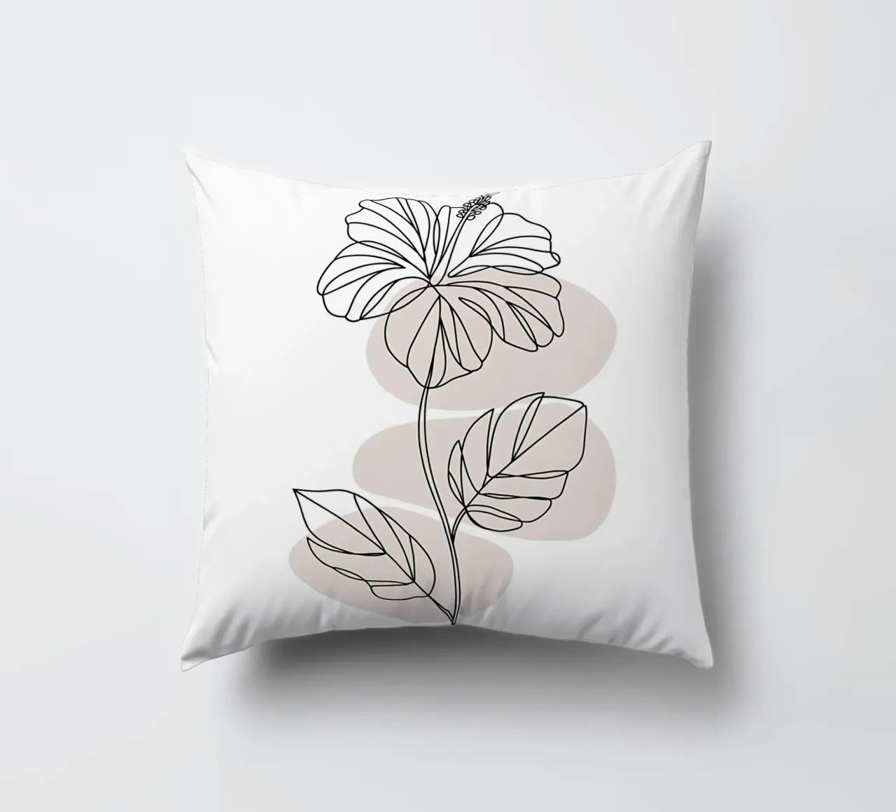 Ibisco minimalista in linea continua cuscino da Plain Thoughts