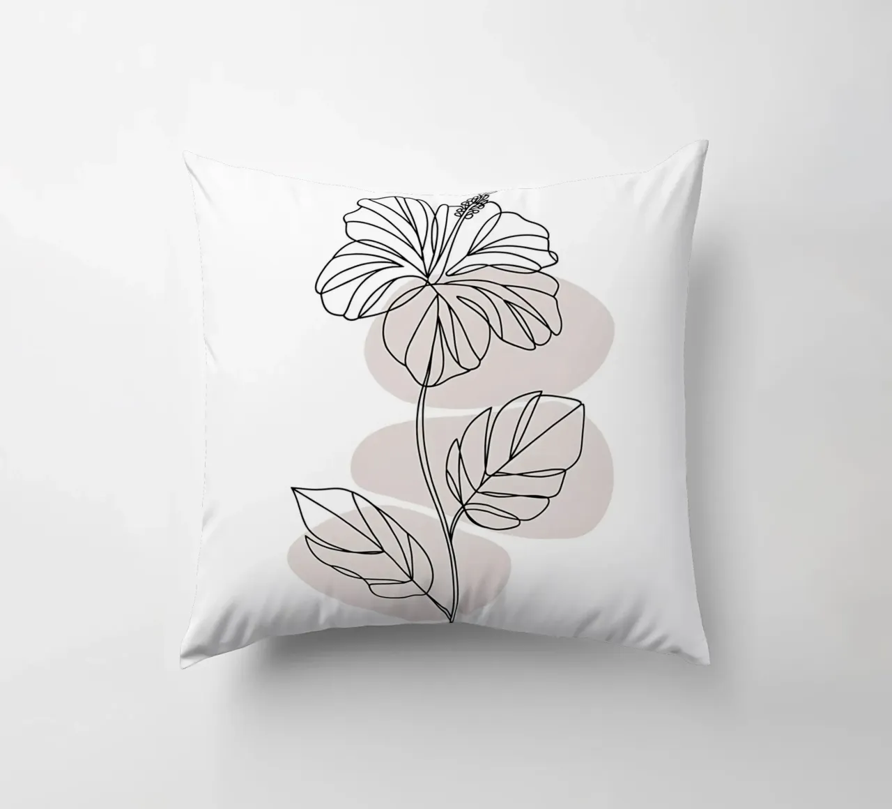 Ibisco minimalista in linea continua cuscino da Plain Thoughts