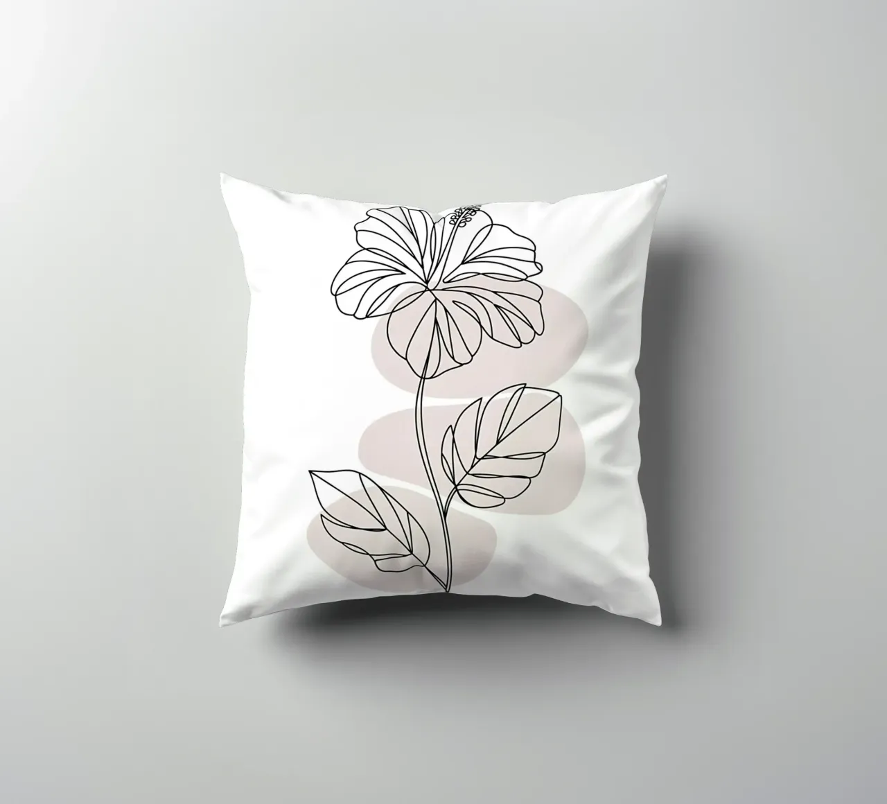 Ibisco minimalista in linea continua cuscino da Plain Thoughts