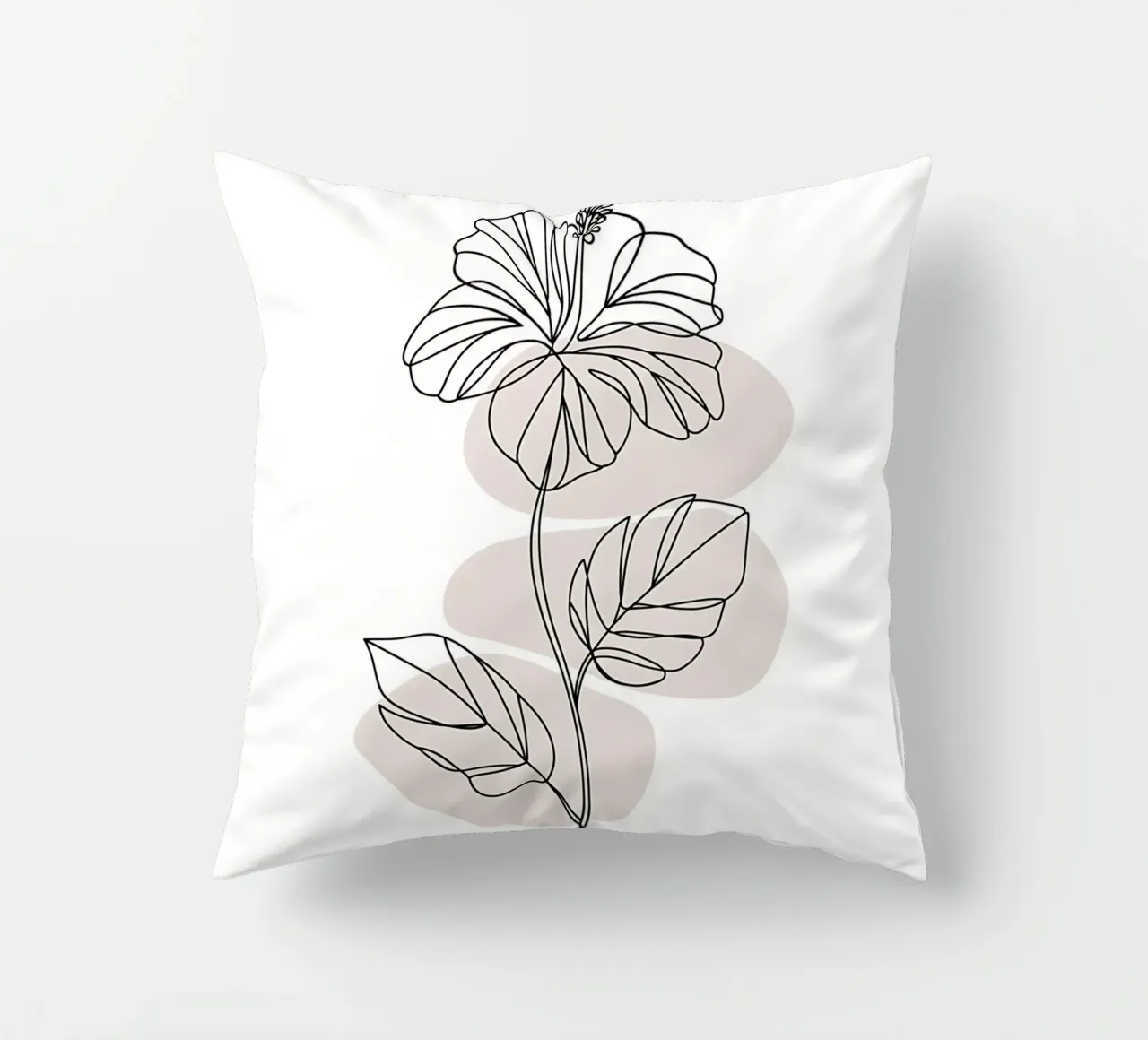 Ibisco minimalista in linea continua cuscino da Plain Thoughts