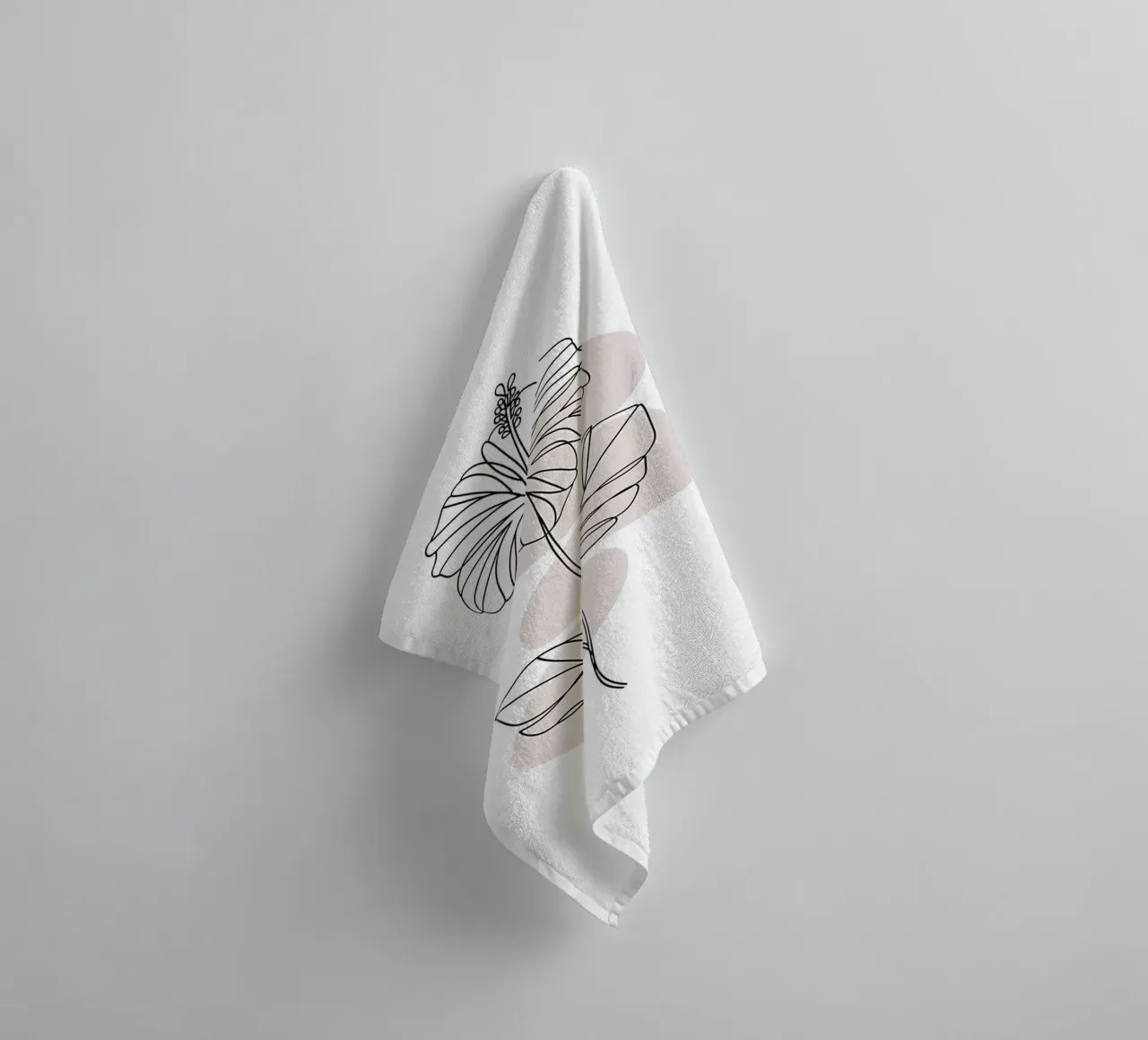Minimalist hibiscus in a continuous line towel by Plain Thoughts
