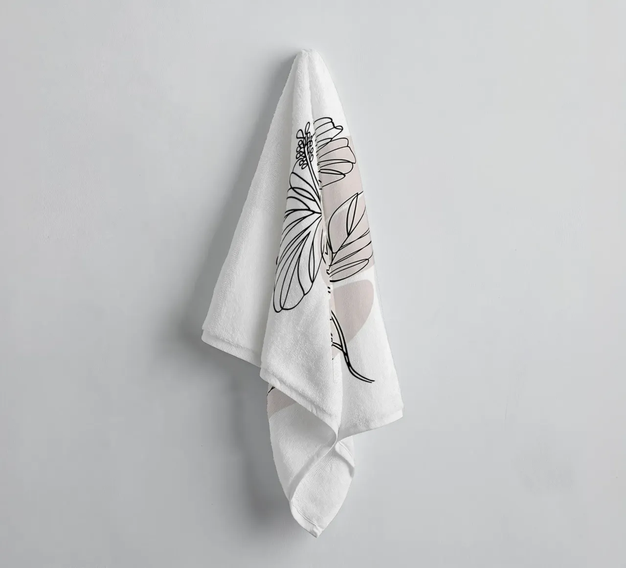 Minimalist hibiscus in a continuous line towel by Plain Thoughts