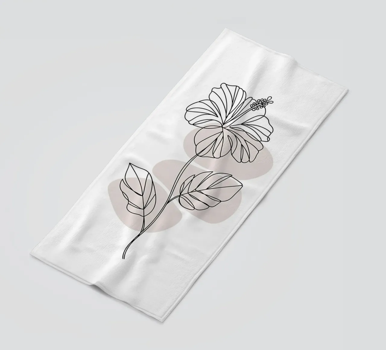 Ibisco minimalista in linea continua telo mare da Plain Thoughts