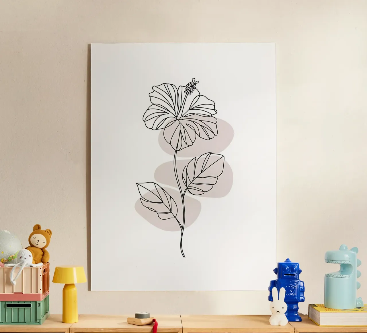 Ibisco minimalista in linea continua plexiglass da Plain Thoughts