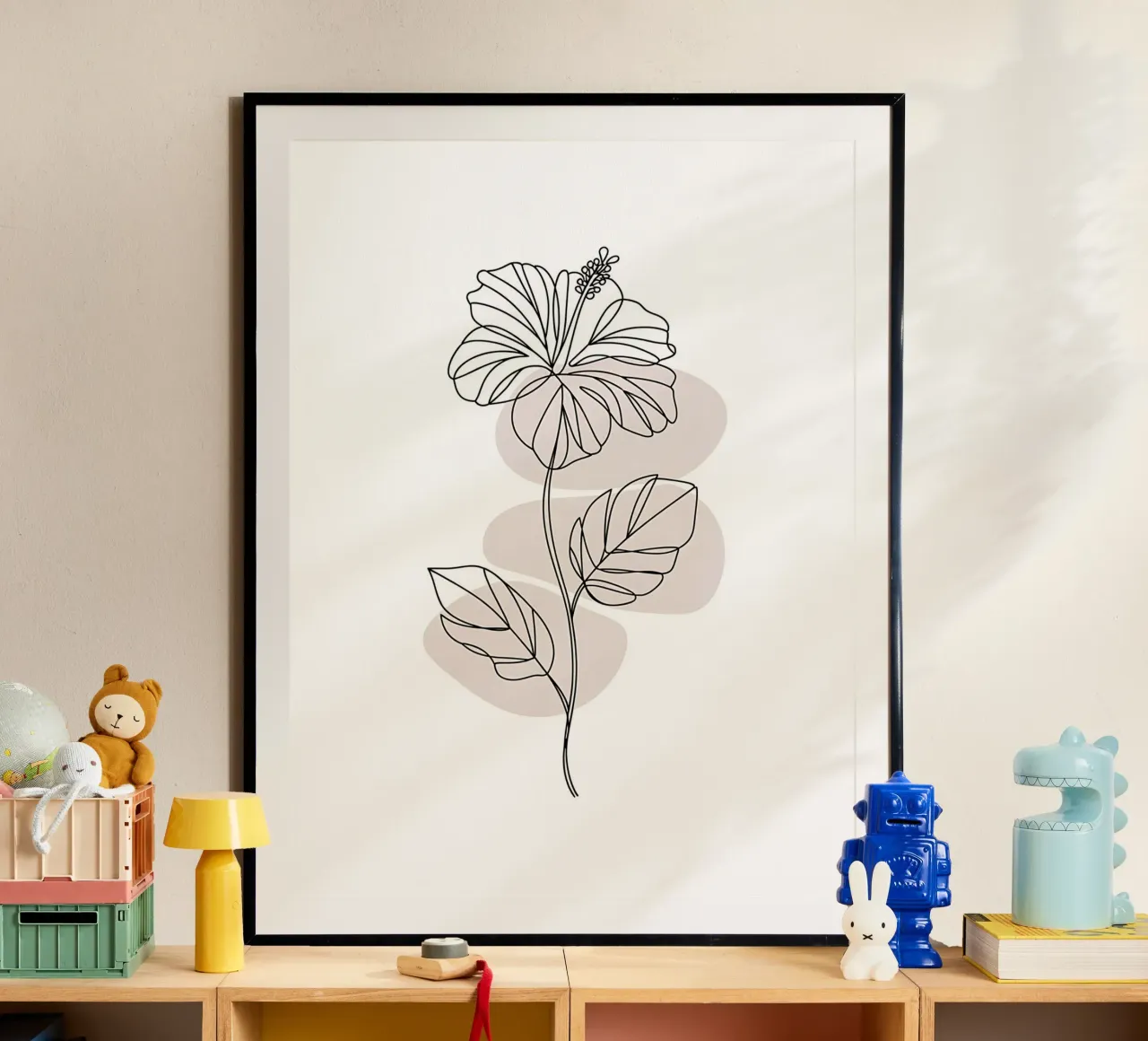 Ibisco minimalista in linea continua poster con telaio in plastica da Plain Thoughts