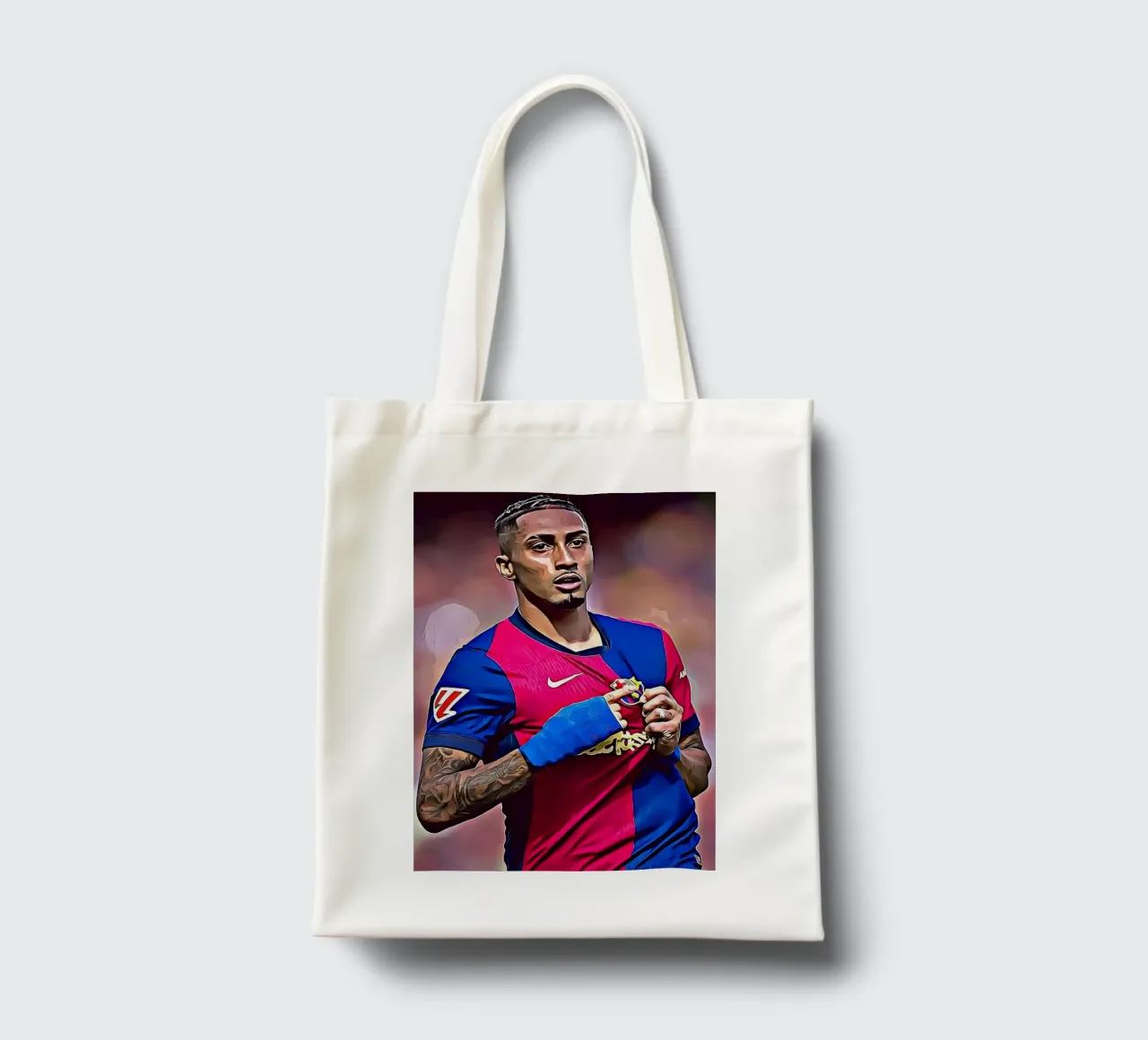 Poster digitale Raphinha Barcelona Portrait Pointing borsa in juta da ArdanART