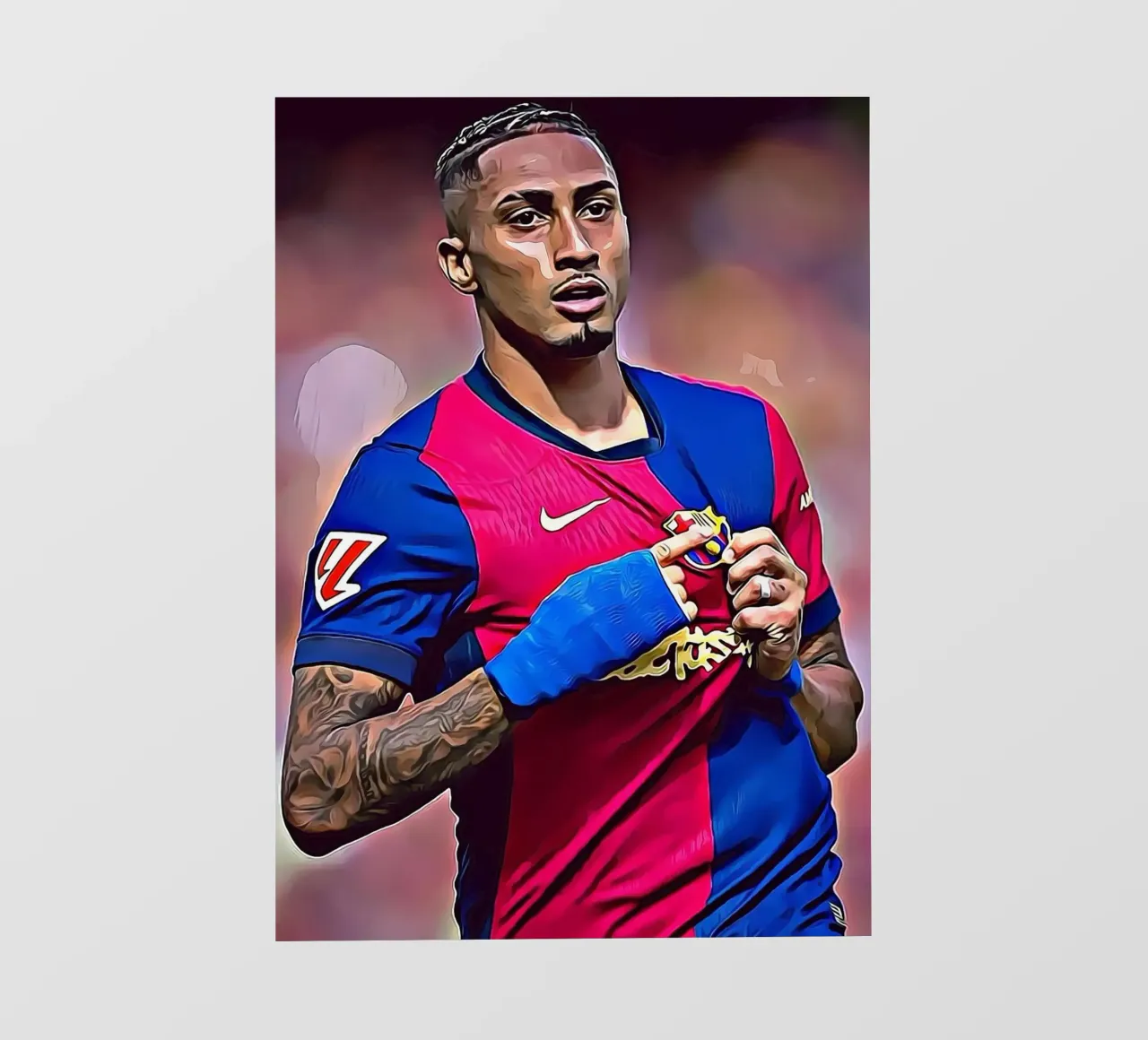 Poster digitale Raphinha Barcelona Portrait Pointing pellicola backlit da ArdanART