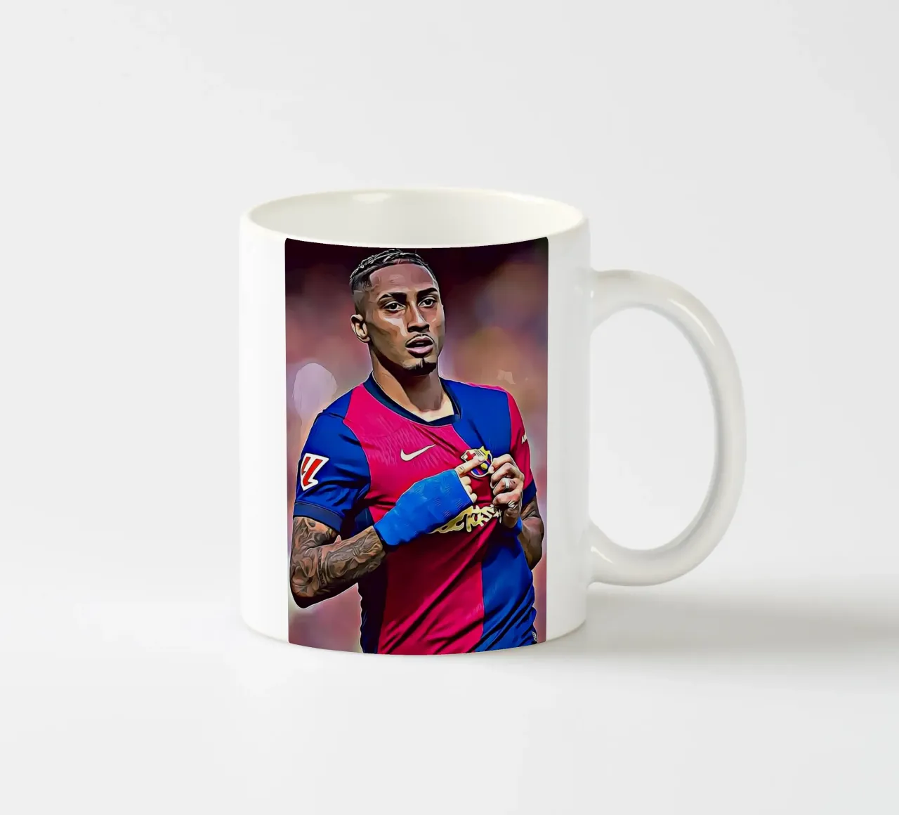Poster digitale Raphinha Barcelona Portrait Pointing tazza in ceramica da ArdanART