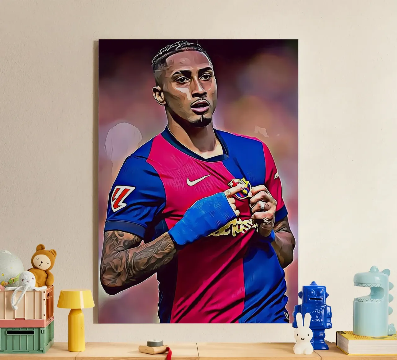 Poster digitale Raphinha Barcelona Portrait Pointing plexiglass da ArdanART