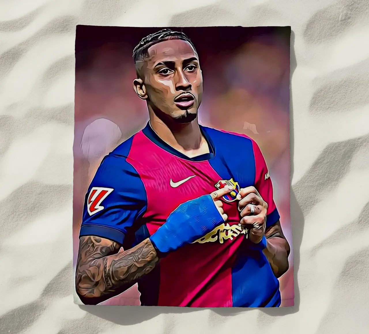 Poster digitale Raphinha Barcelona Portrait Pointing telo mare da ArdanART