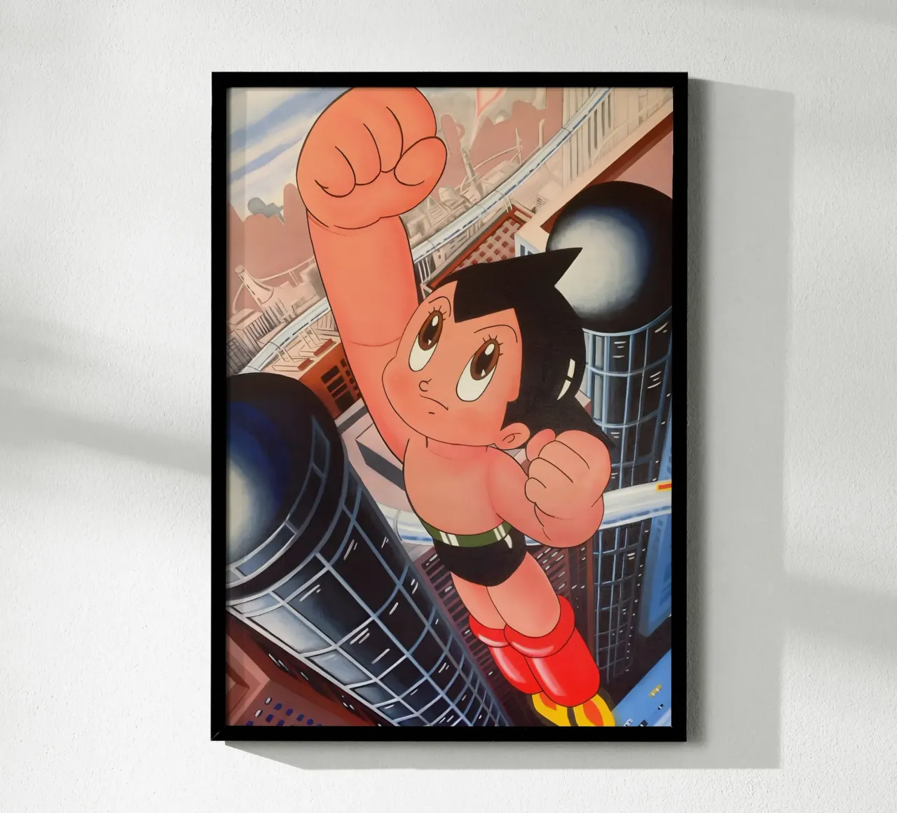 Asto boy flying poster con telaio in legno da Low poly art