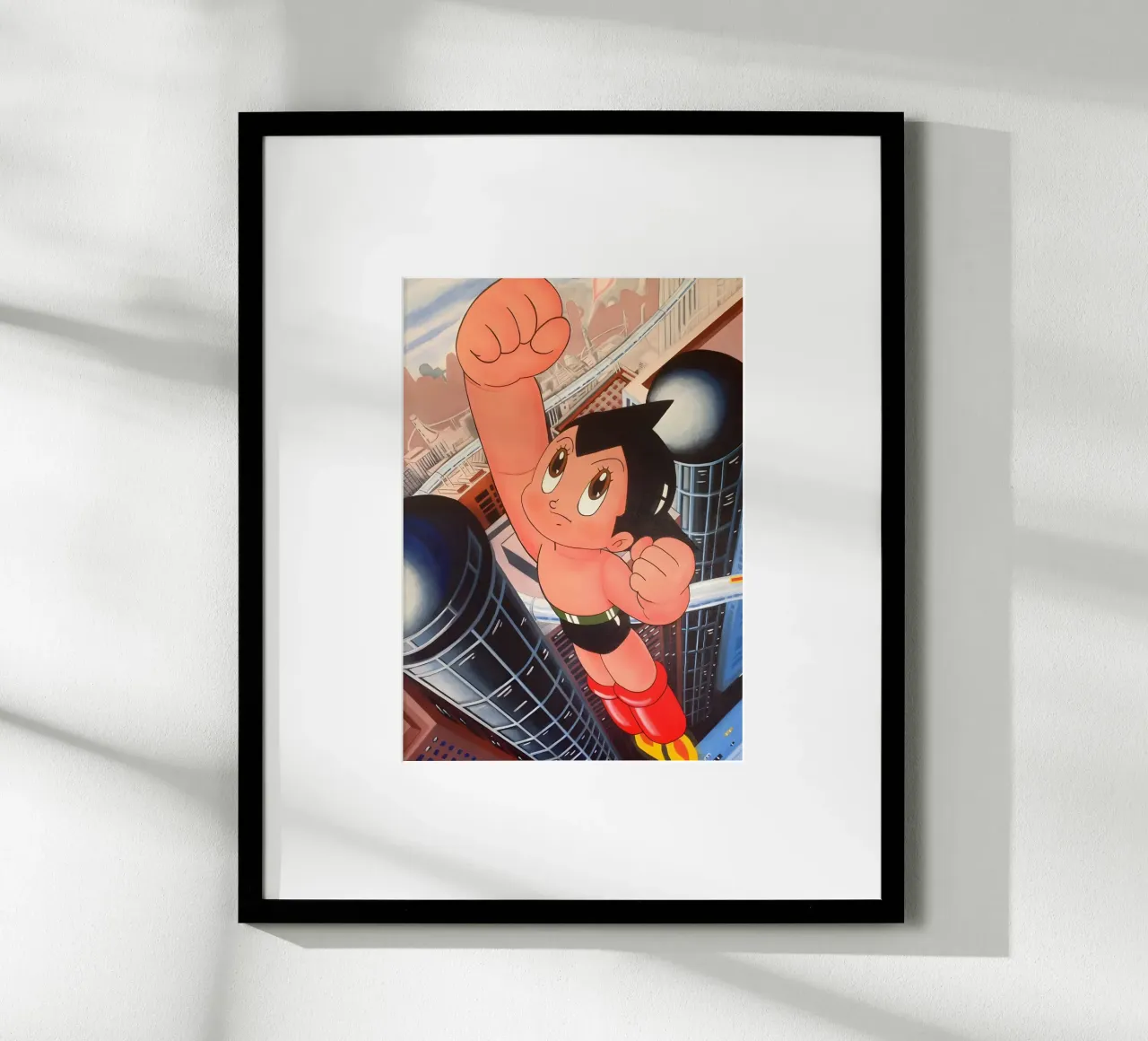 Asto boy flying poster con telaio in legno da Low poly art