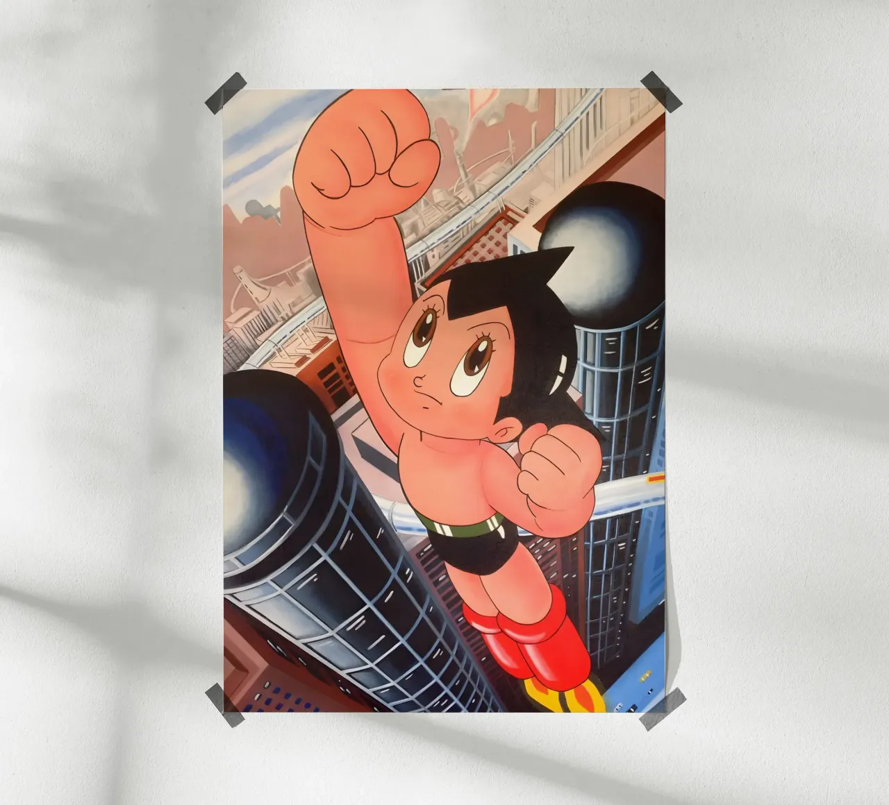 Asto boy flying poster con telaio in legno da Low poly art