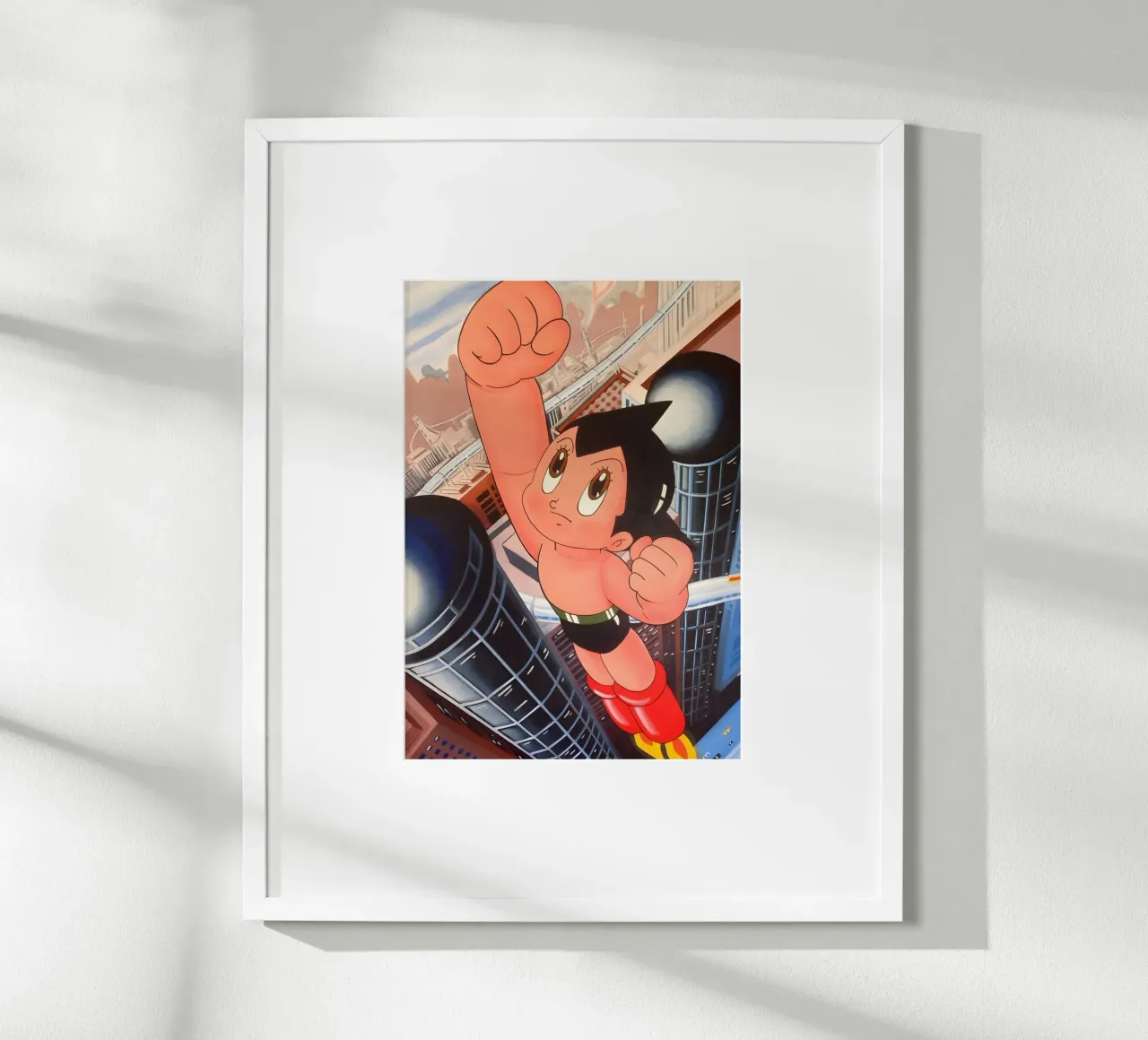 Asto boy flying poster con telaio in legno da Low poly art