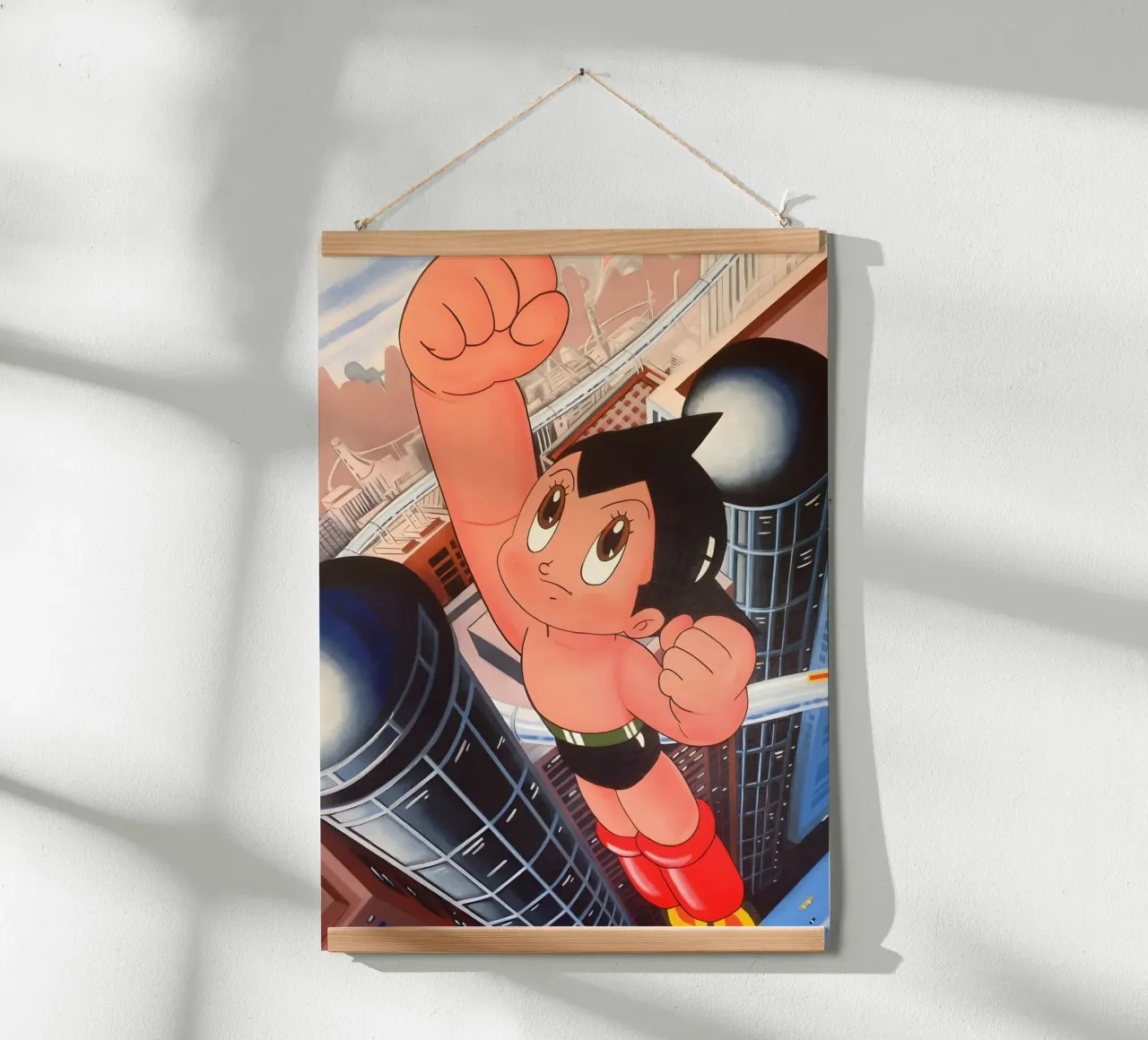 Asto boy flying poster con telaio in legno da Low poly art