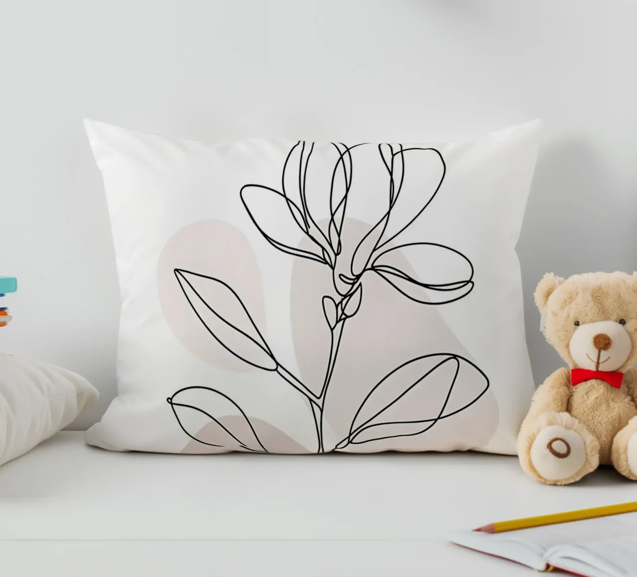 Magnolia minimalista in linea continua cuscino da Plain Thoughts