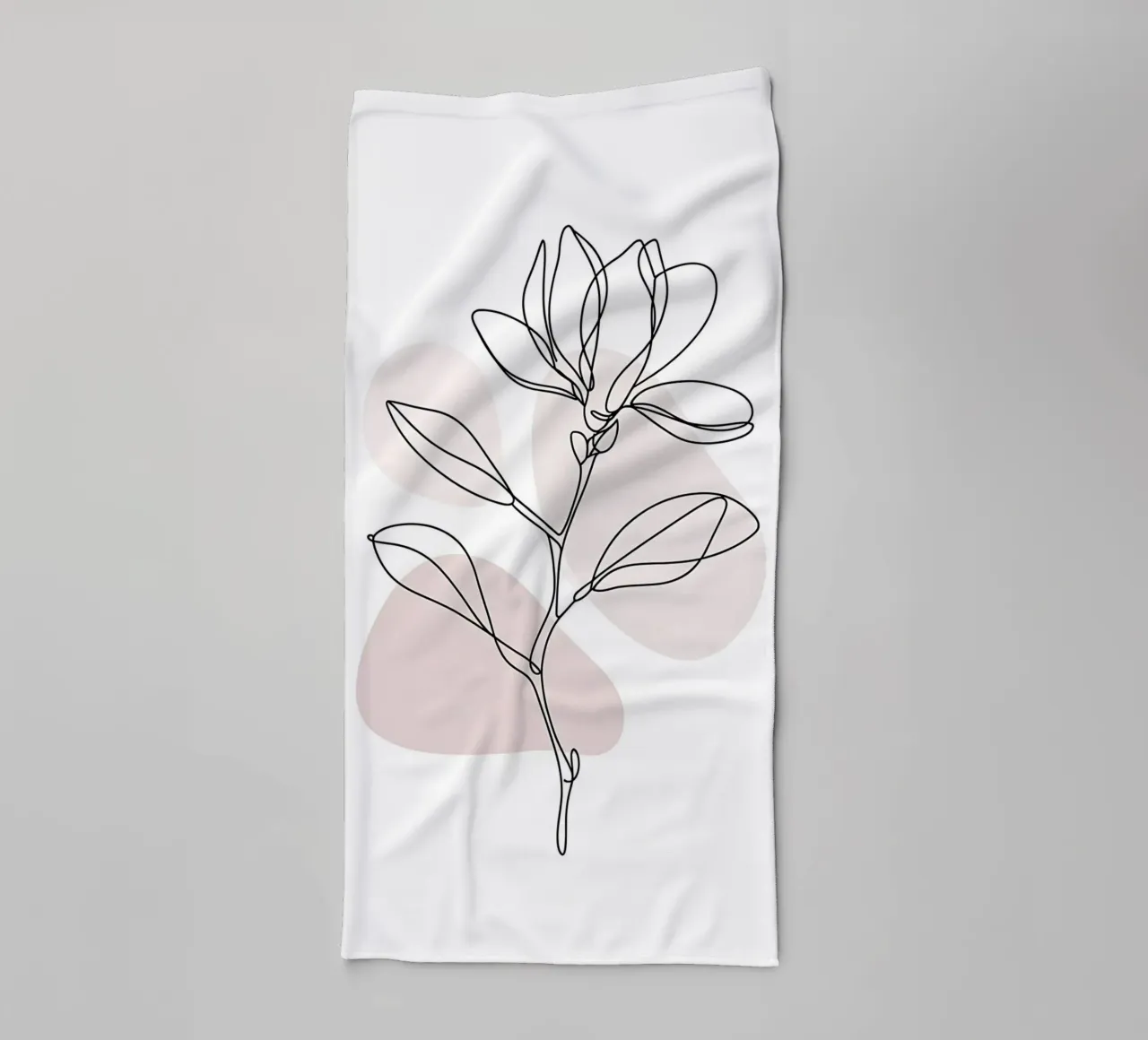 Minimalist Magnolia in a continuous line towel by Plain Thoughts