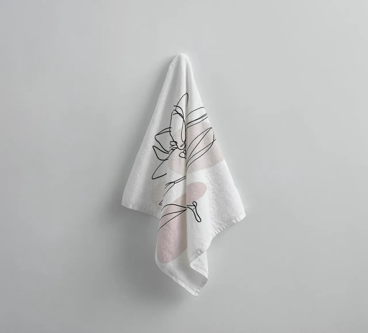 Minimalist Magnolia in a continuous line towel by Plain Thoughts