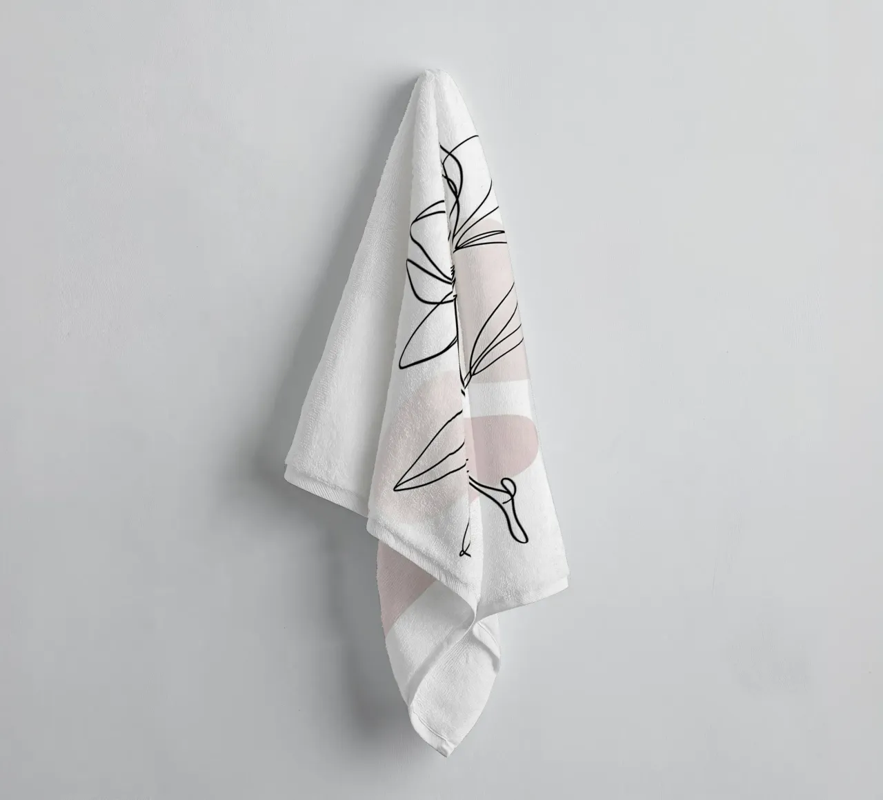 Minimalist Magnolia in a continuous line towel by Plain Thoughts