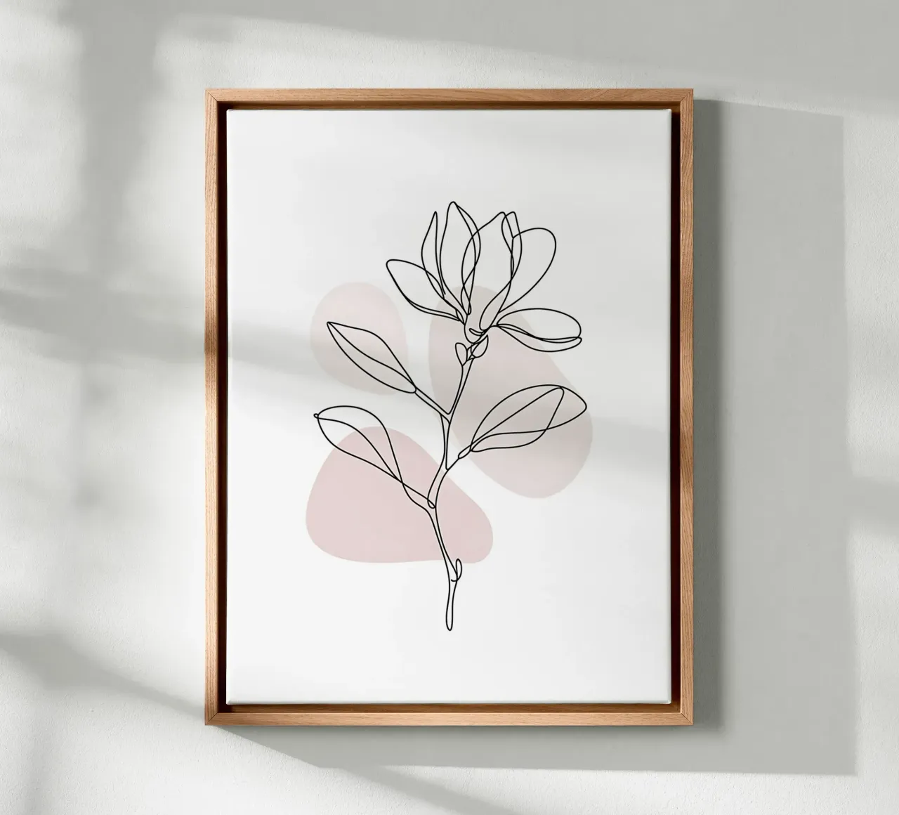 Magnolia minimalista in linea continua tela con Cornice a cassetta da Plain Thoughts