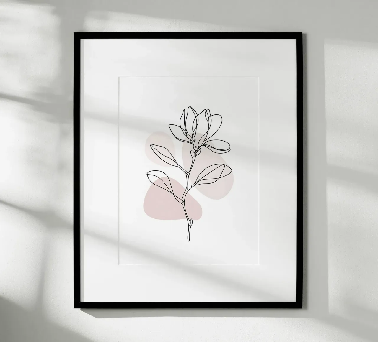 Minimalistische Magnolie in einer durchgehenden Linie Poster mit Kunststoffrahmen von Plain Thoughts