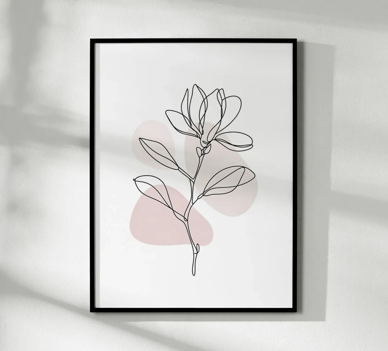 Minimalistische Magnolie in einer durchgehenden Linie Poster mit Kunststoffrahmen von Plain Thoughts