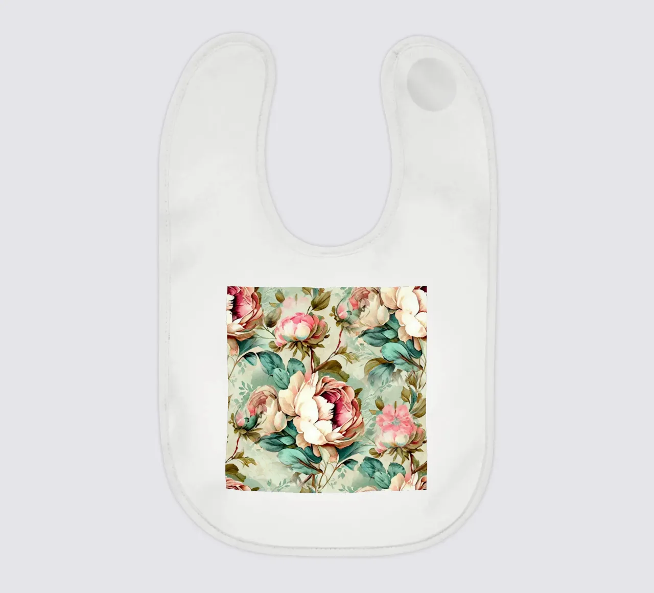 Peonies pattern baby slabbetje van Justyna Jaszke JBJart