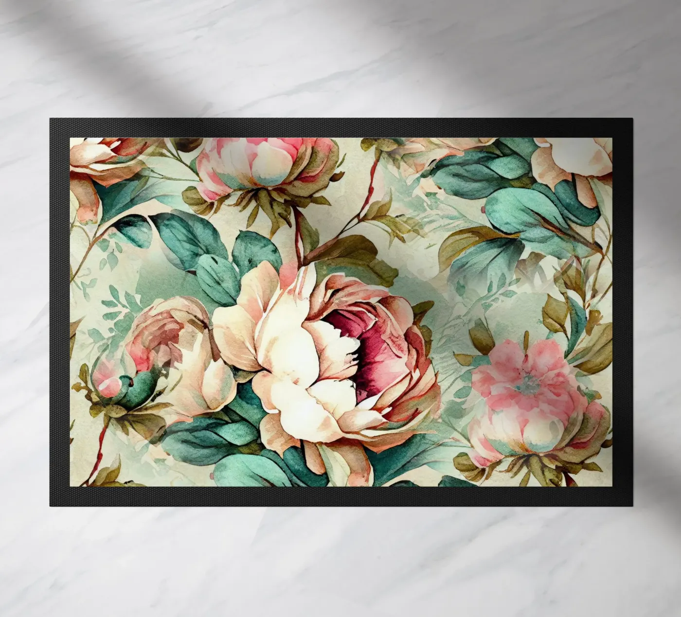 Peonies pattern deurmat van Justyna Jaszke JBJart