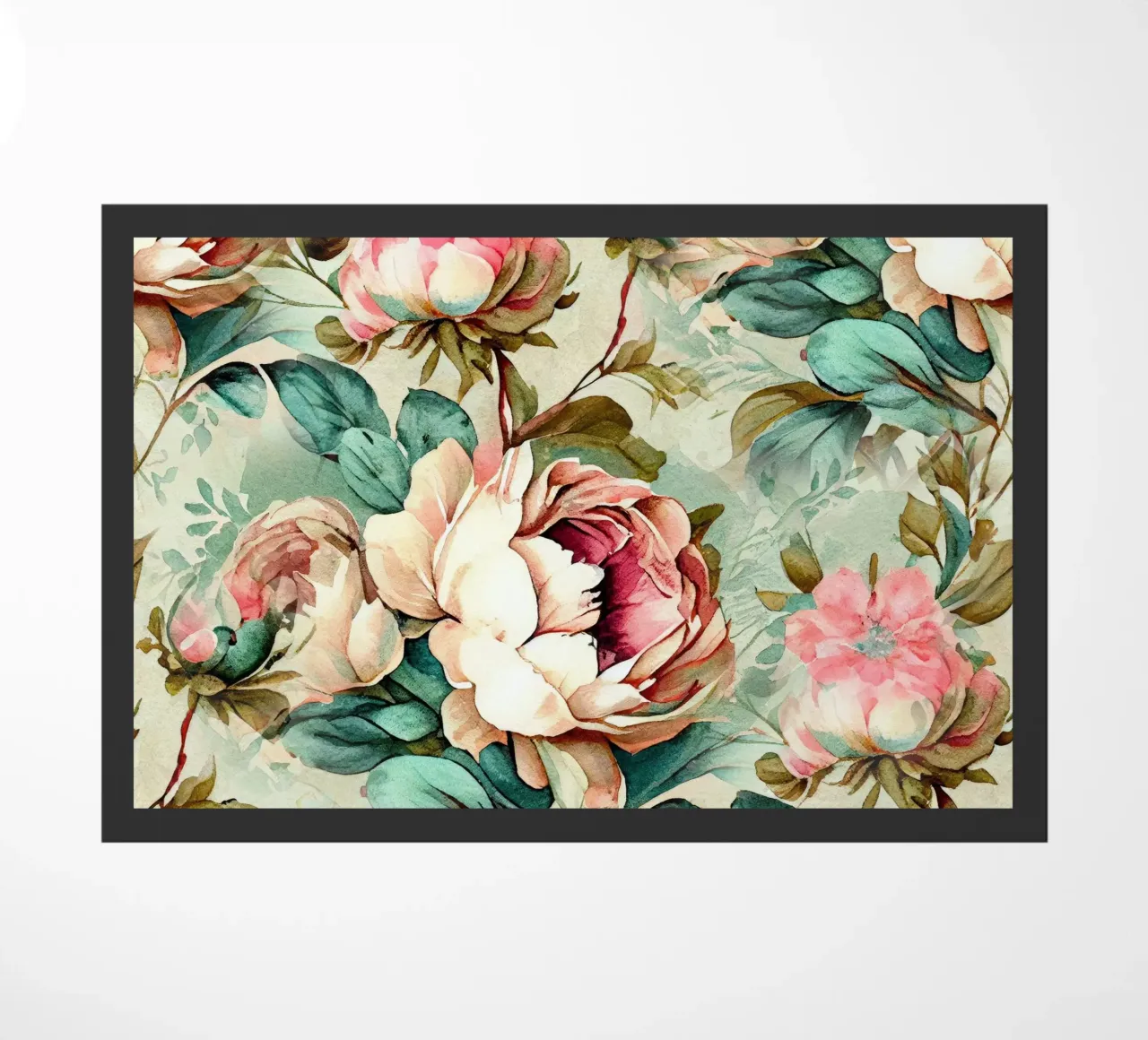 Peonies pattern doormat by Justyna Jaszke JBJart