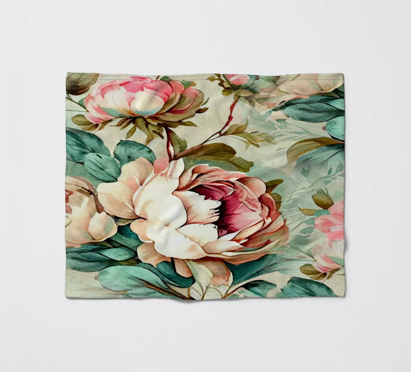 Peonies pattern fleecedeken van Justyna Jaszke JBJart