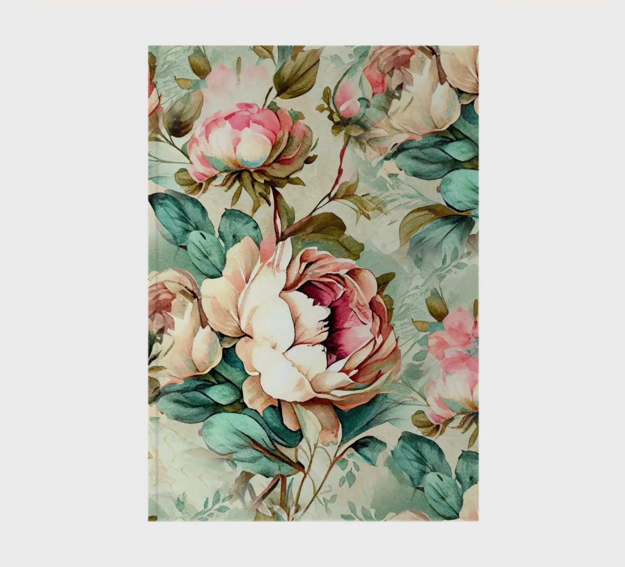 Peonies pattern notebook by Justyna Jaszke JBJart