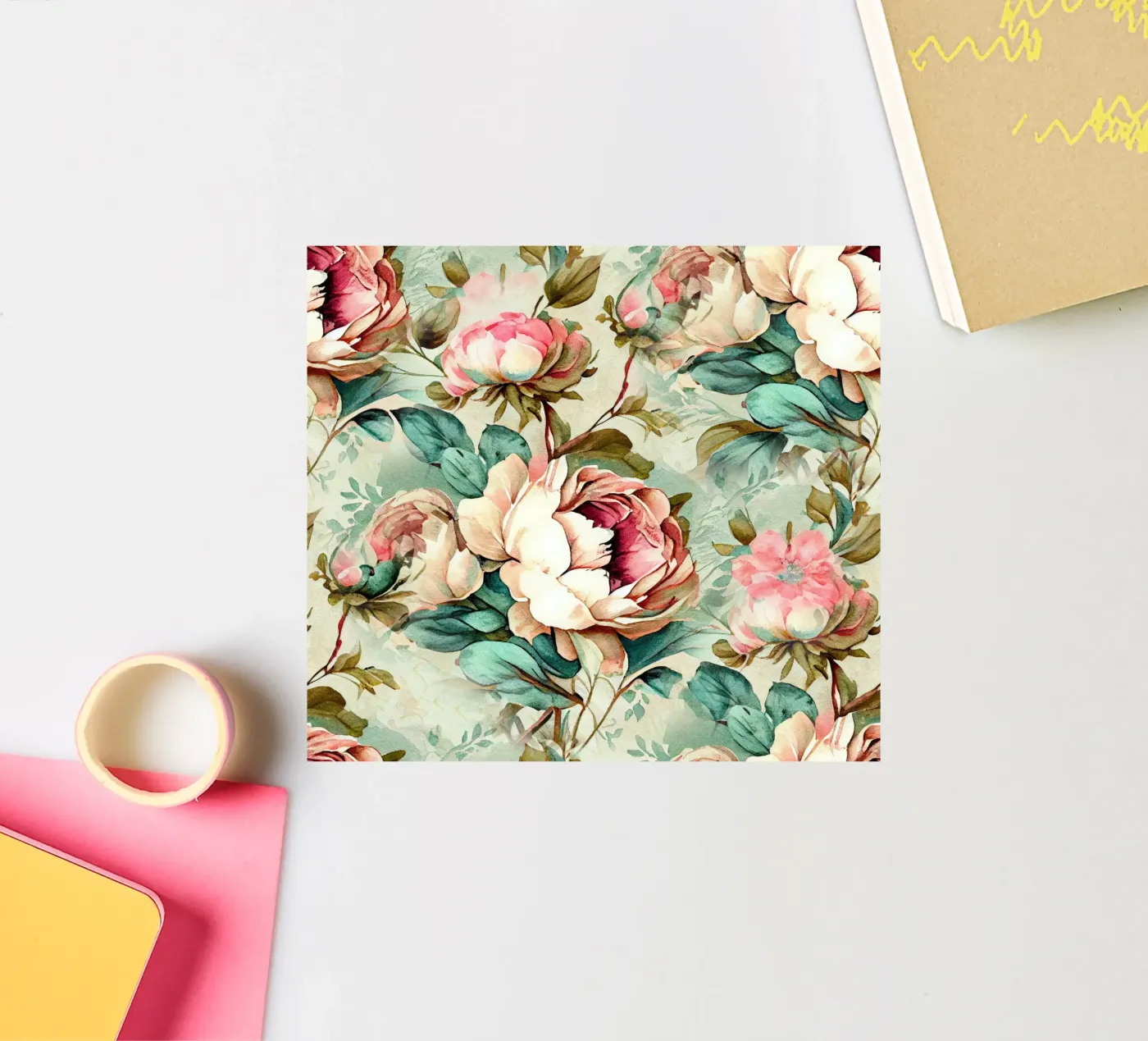 Peonies pattern Sticker von Justyna Jaszke JBJart