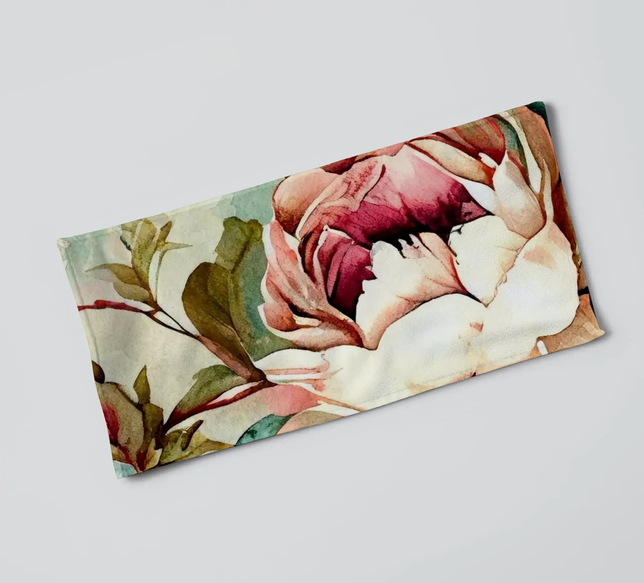 Peonies pattern towel by Justyna Jaszke JBJart