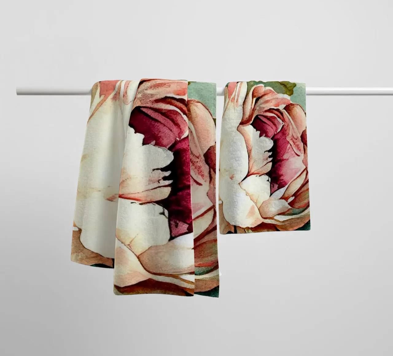 Peonies pattern towel by Justyna Jaszke JBJart