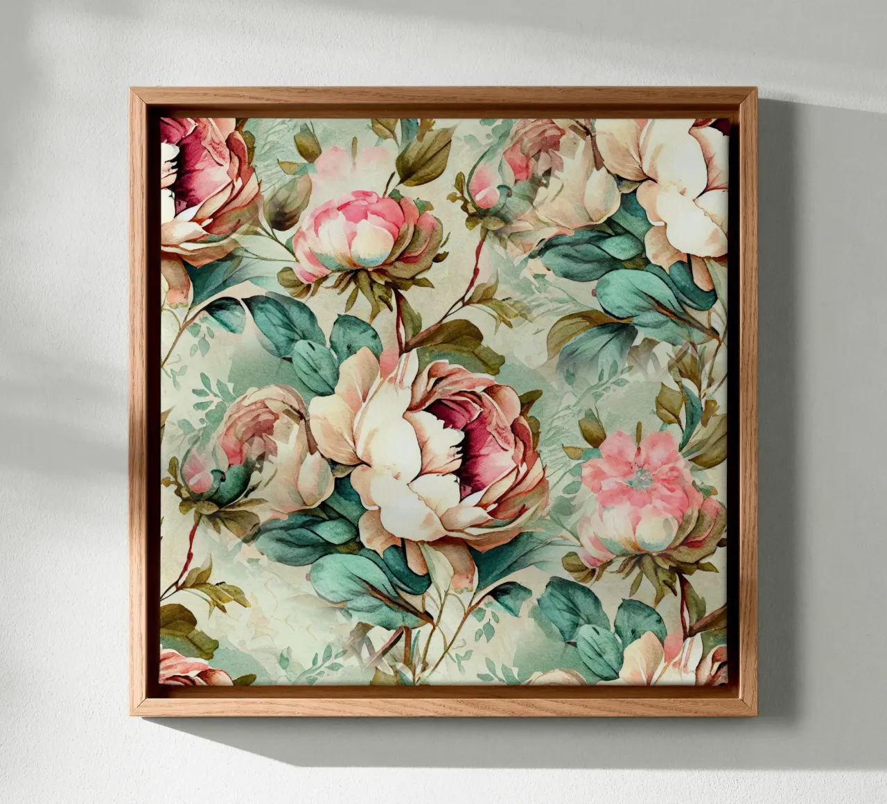 Peonies pattern canvas by Justyna Jaszke JBJart