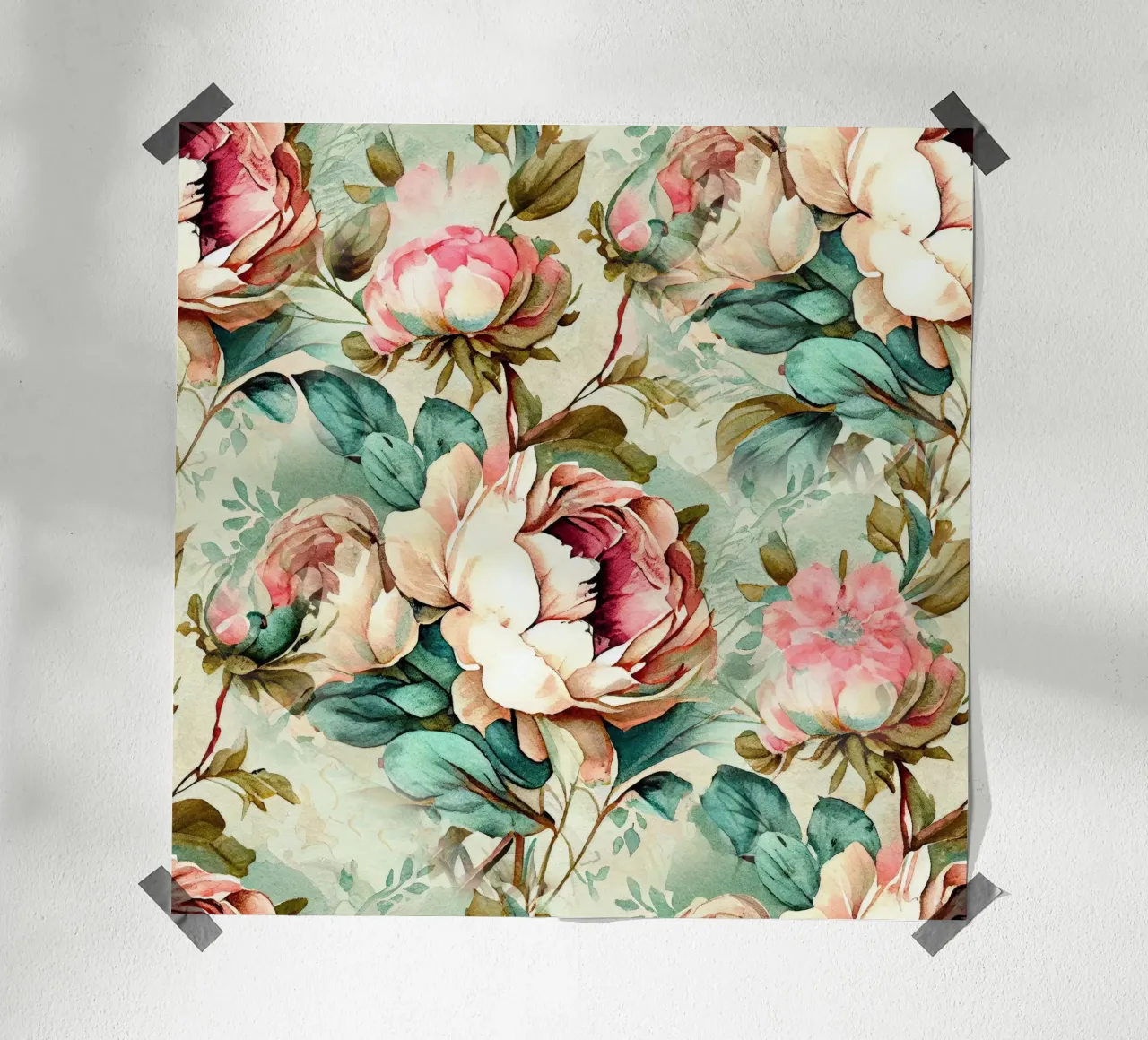 Peonies pattern poster by Justyna Jaszke JBJart