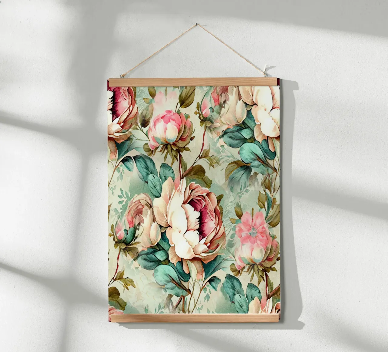 Peonies pattern poster by Justyna Jaszke JBJart