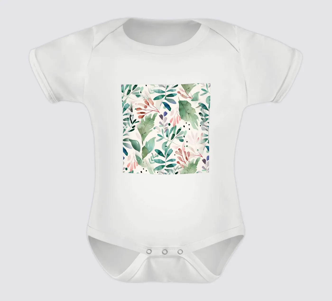 Meadow pattern short-sleeve baby romper by Justyna Jaszke JBJart