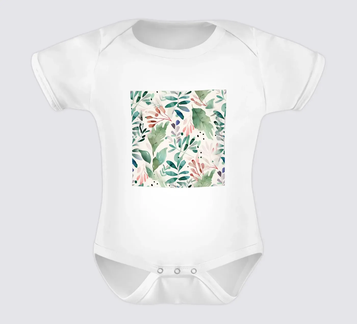 Meadow pattern short-sleeve baby romper by Justyna Jaszke JBJart