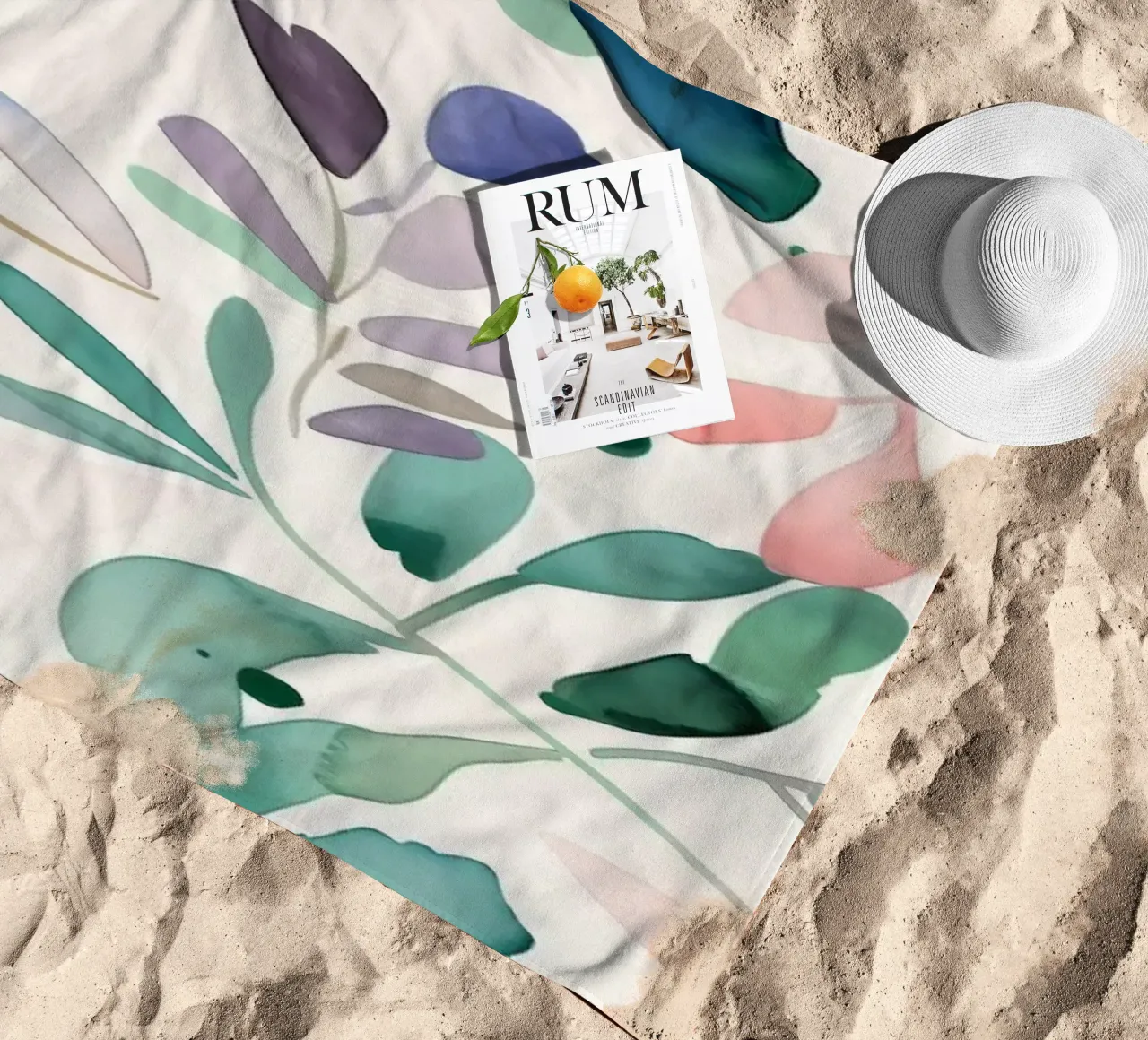 Meadow pattern beach towel by Justyna Jaszke JBJart