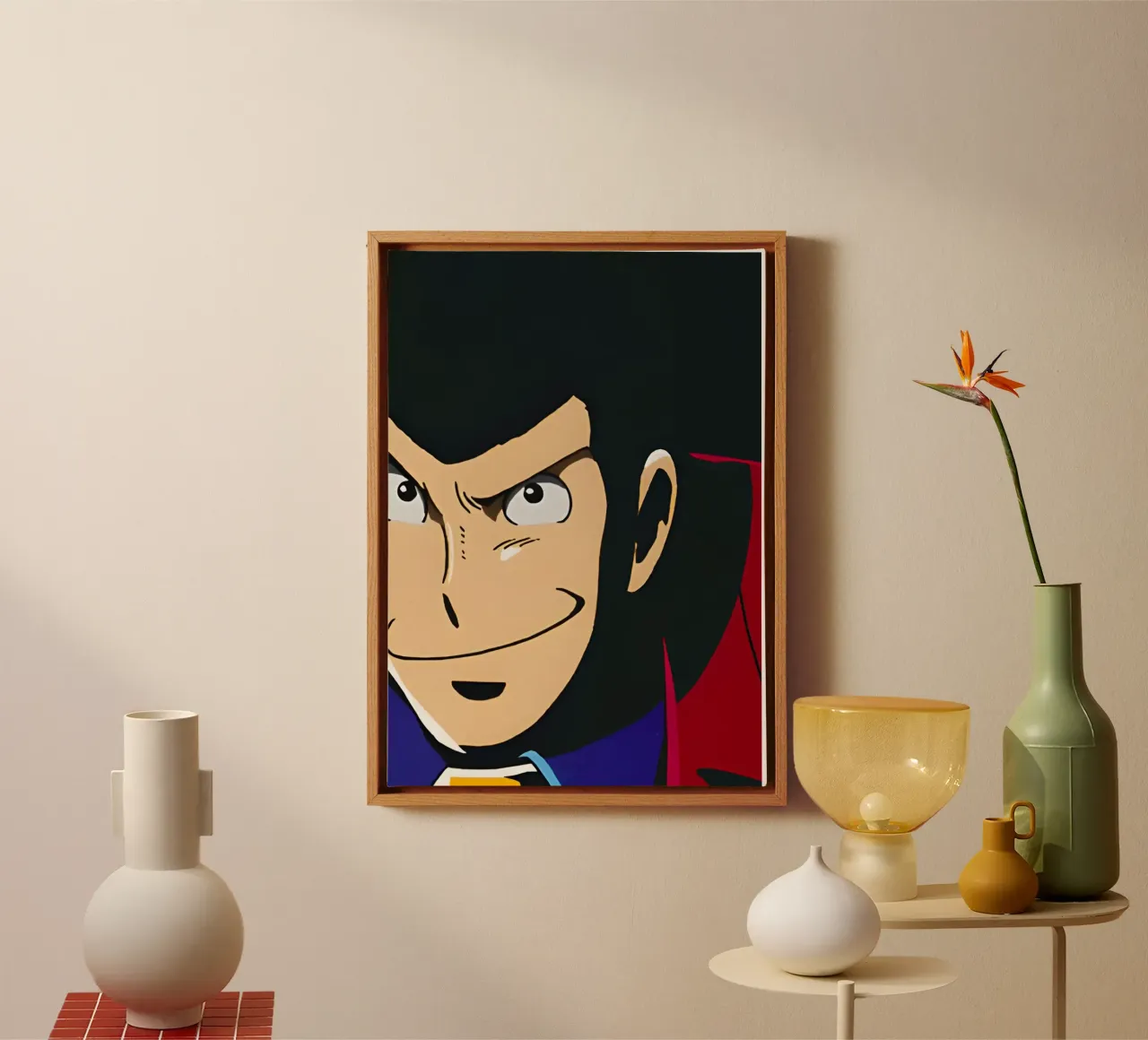 Lupin III canvas met Baklijst van Low poly art