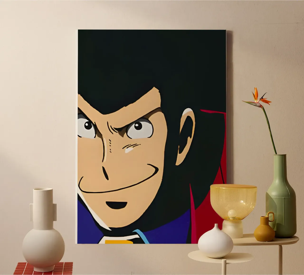 Lupin III canvas met Baklijst van Low poly art