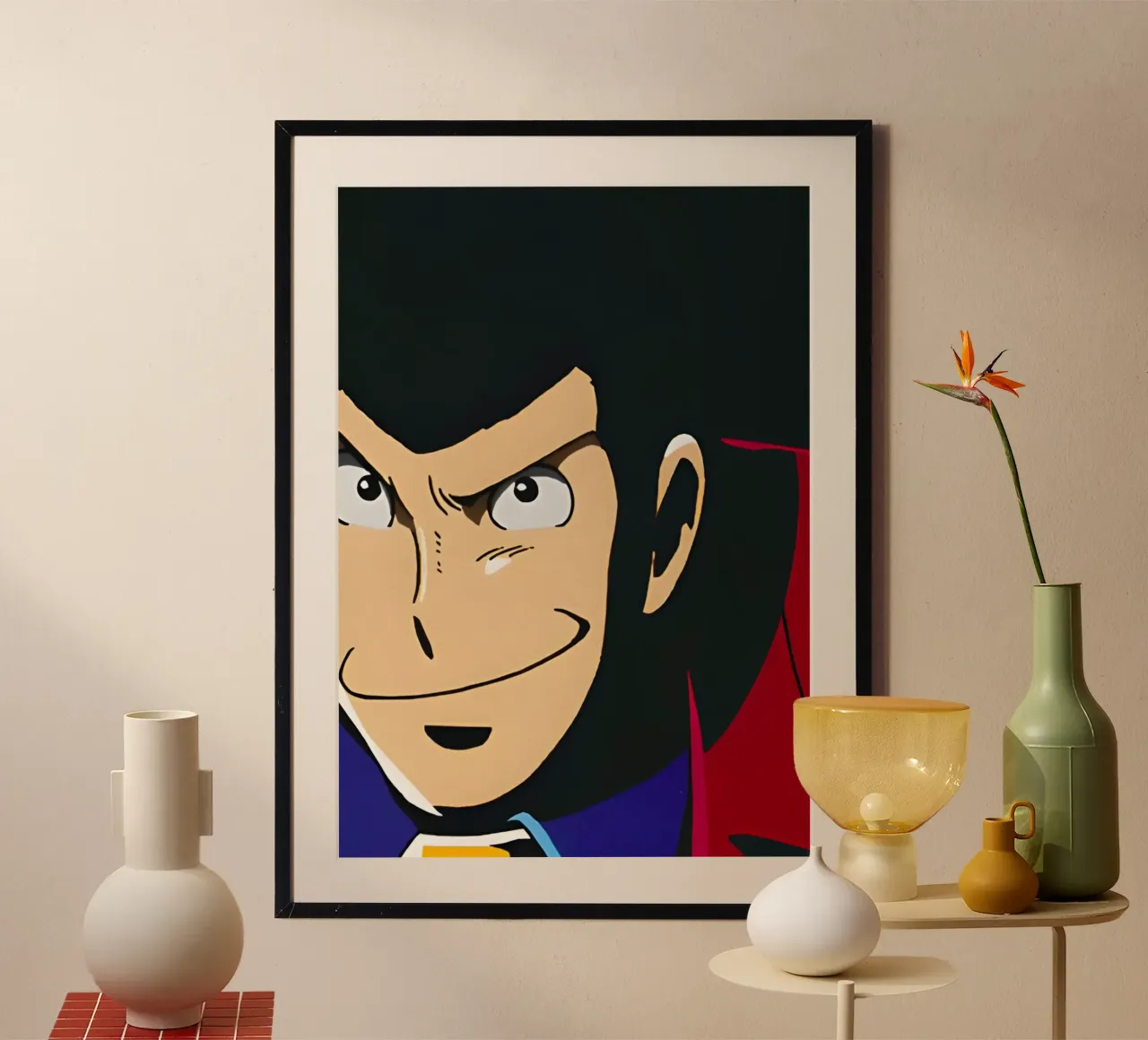 Lupin III poster con telaio in alluminio da Low poly art