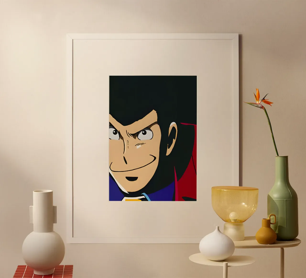 Lupin III poster con telaio in alluminio da Low poly art