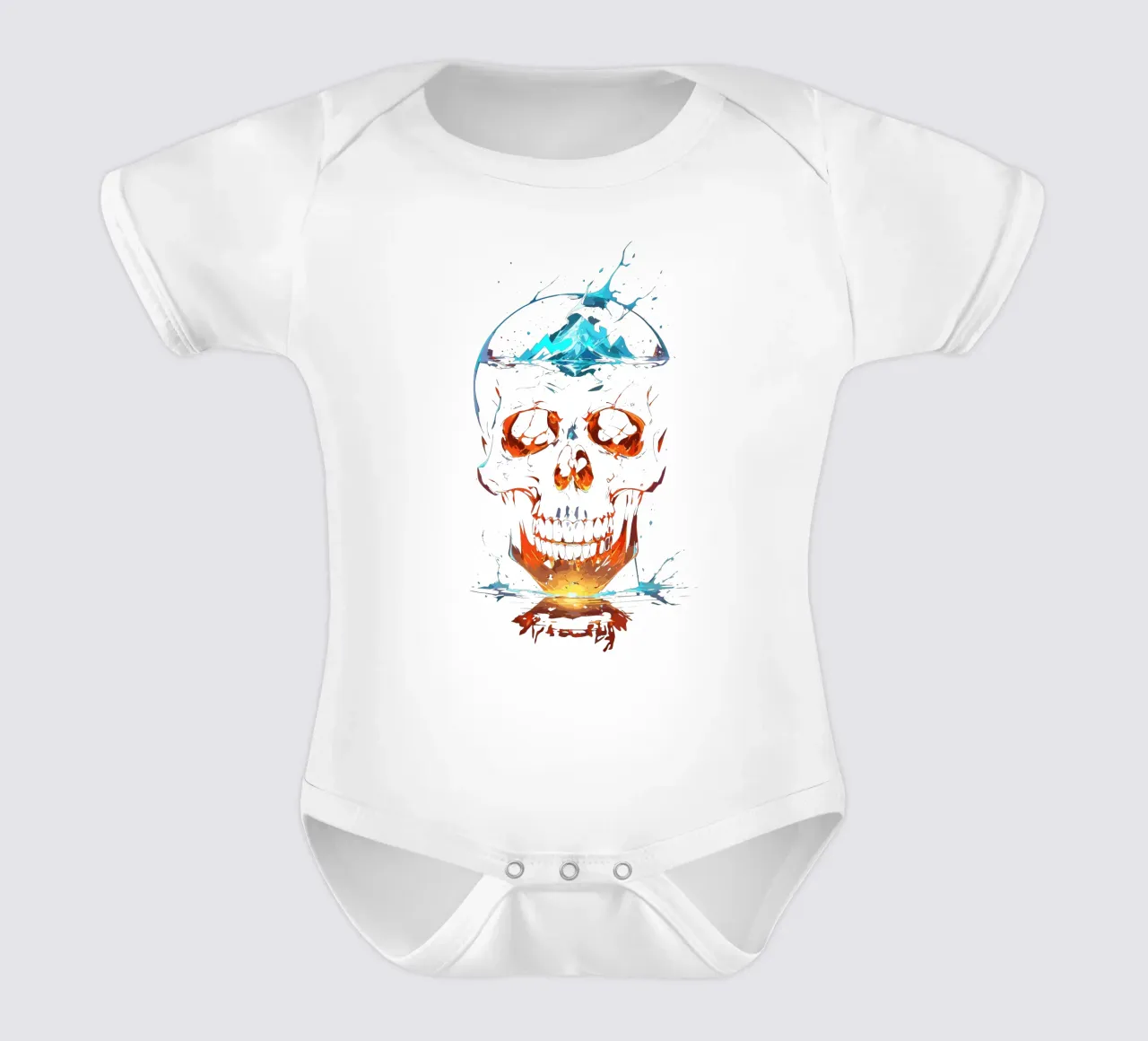 Cráneo ardiente con montaña helada body de bebé de LM2KONE