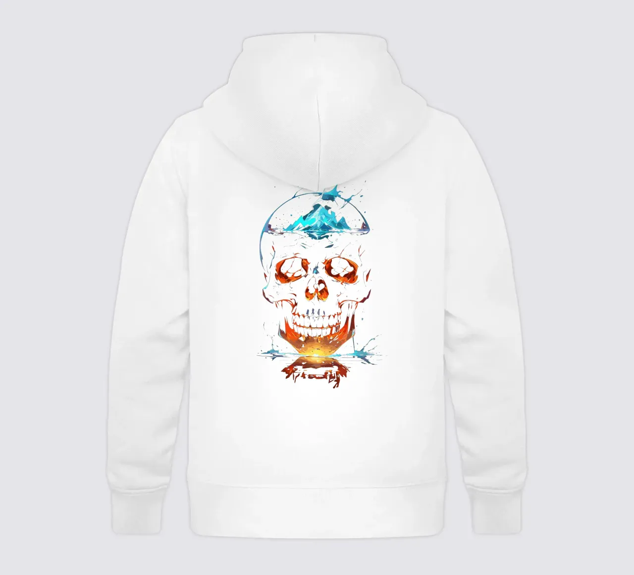 Cranio in fiamme con montagna ghiacciata felpa bambino con cappuccio da LM2KONE