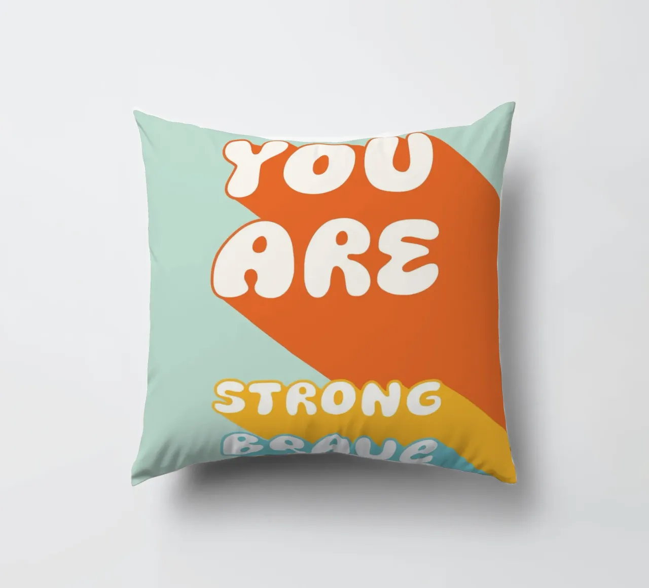 You Are Strong Brave Loved Enough - Affirmation Retro cuscino da Typo Designs