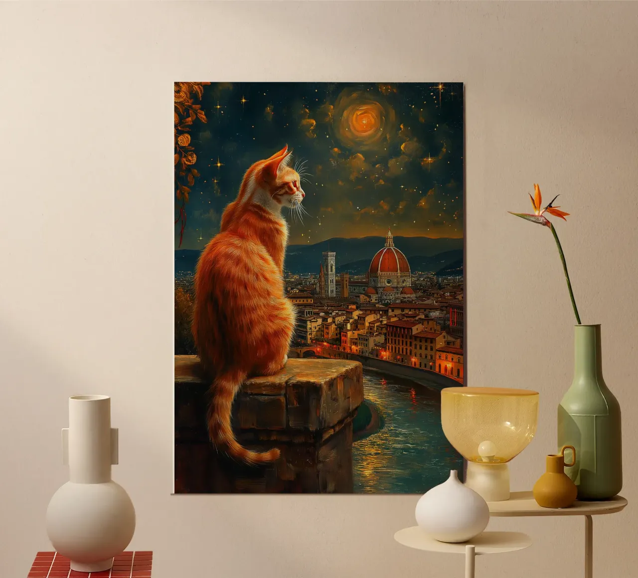 Gatto di Firenze Notte stellata poster da Stellar Creative